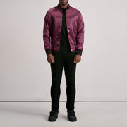 
Close-Up Detail of Varsity & Button Hardware on Xander Maroon Varsity Jacket